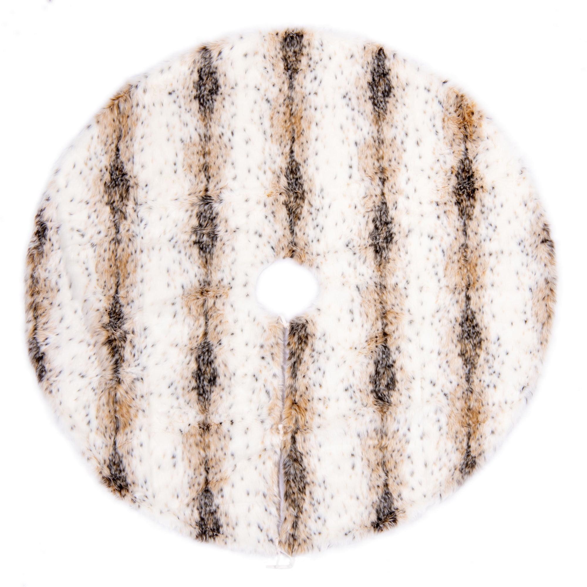 Snow Lynx Faux Fur 60-Inch Tree Skirt with Minky Lining