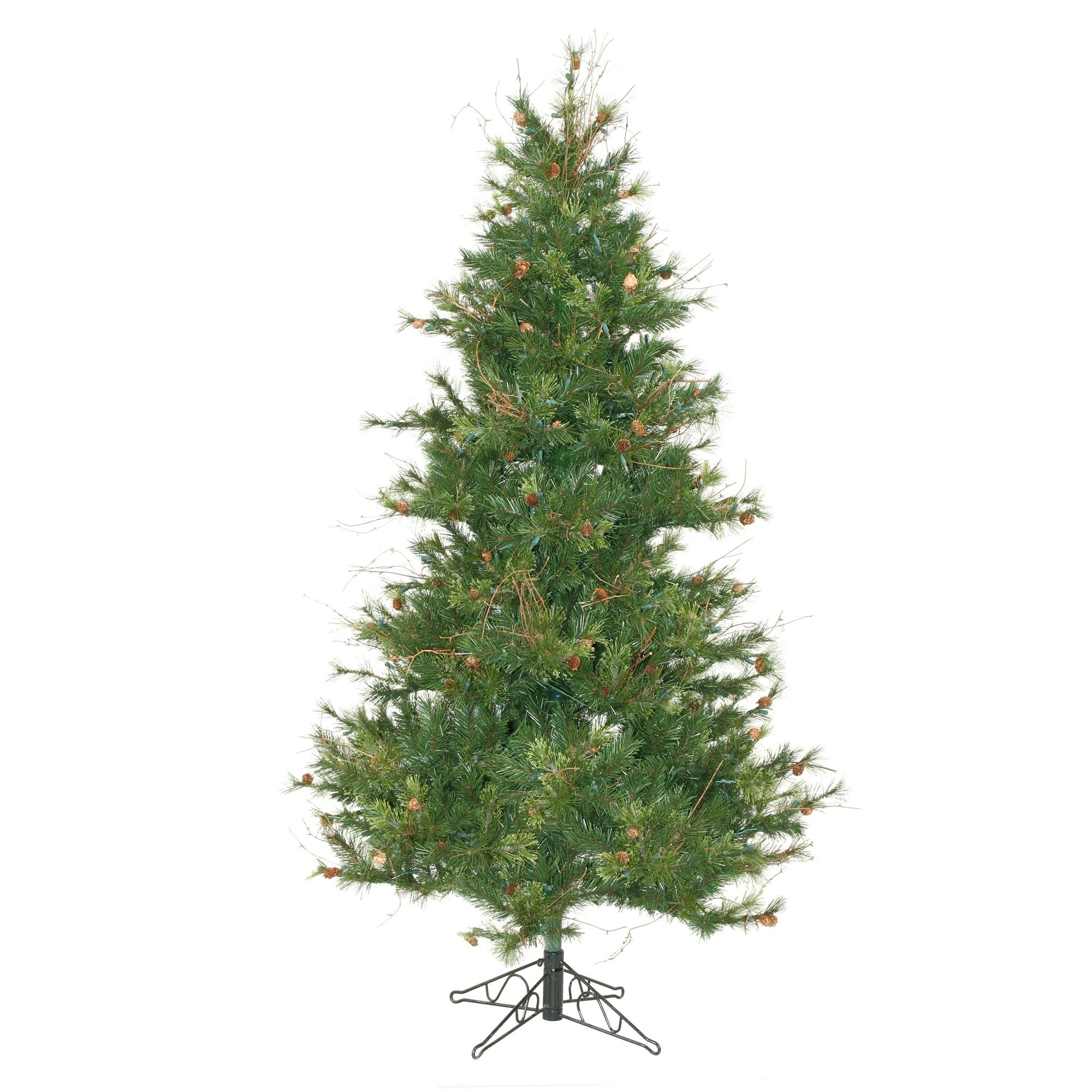 7.5' Slim Mixed Country Pine Artificial Christmas Tree with Pine Cones