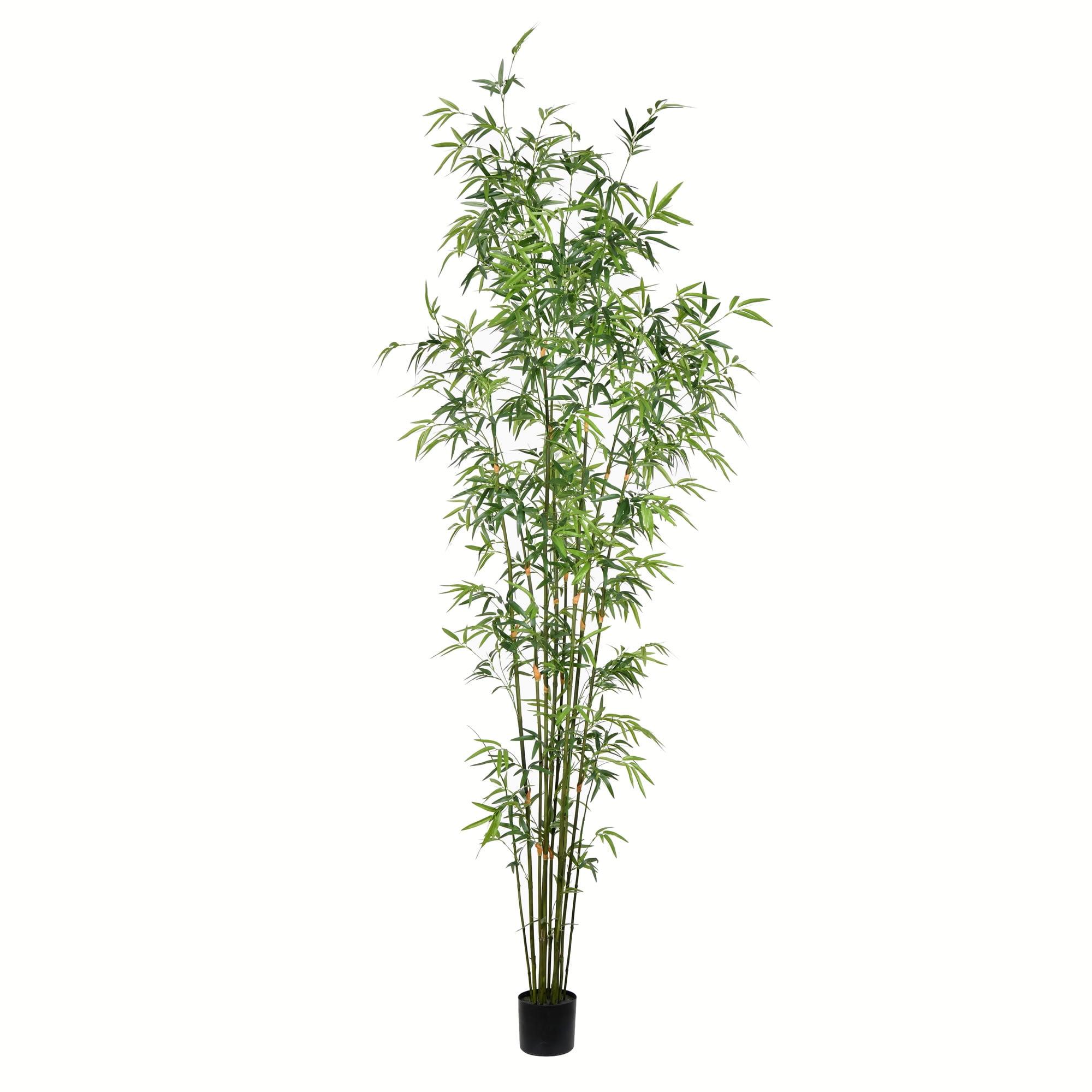 8' Green Artificial Potted Bamboo Tree with Black Pot