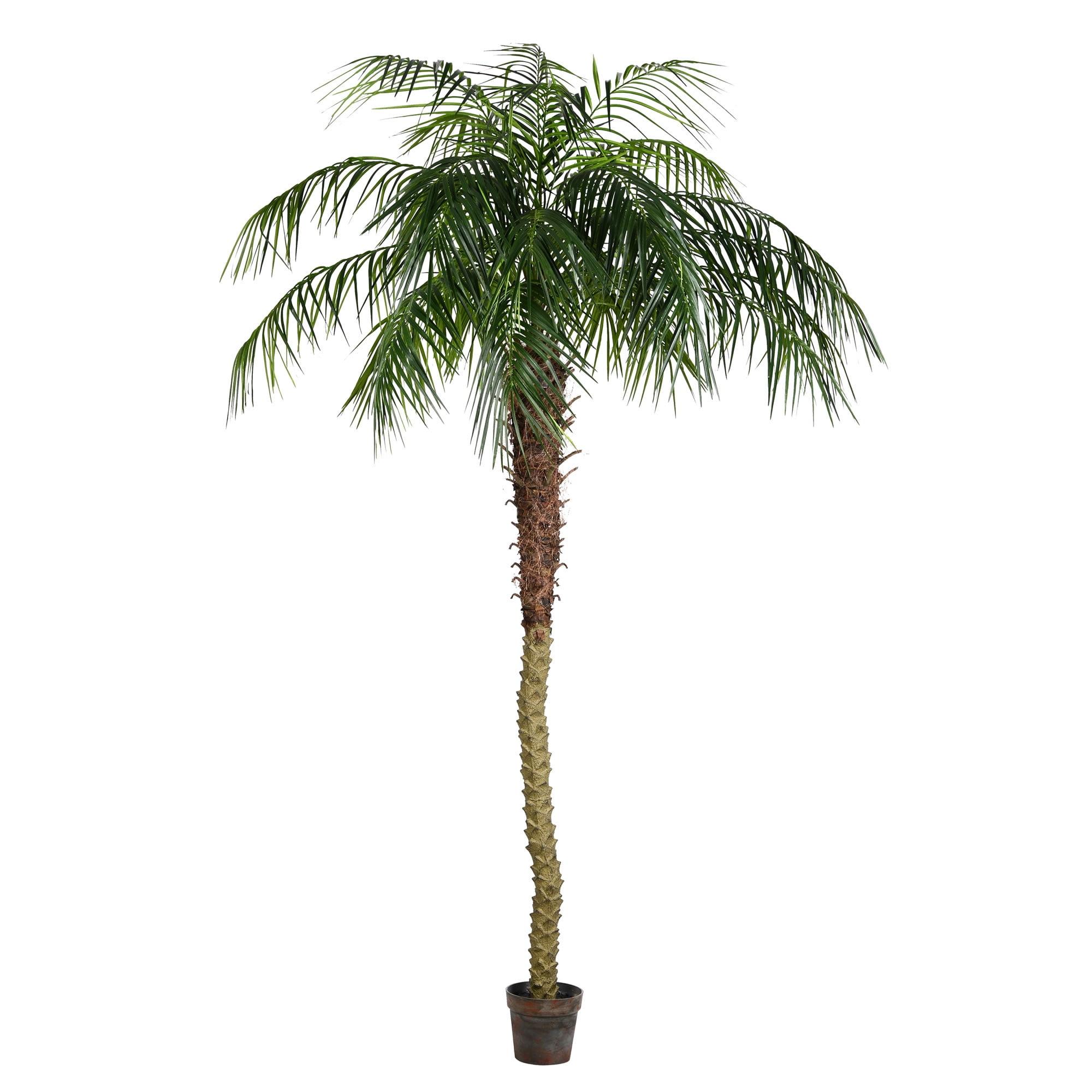 8' Green Faux Potted Palm Tree with Black Planter
