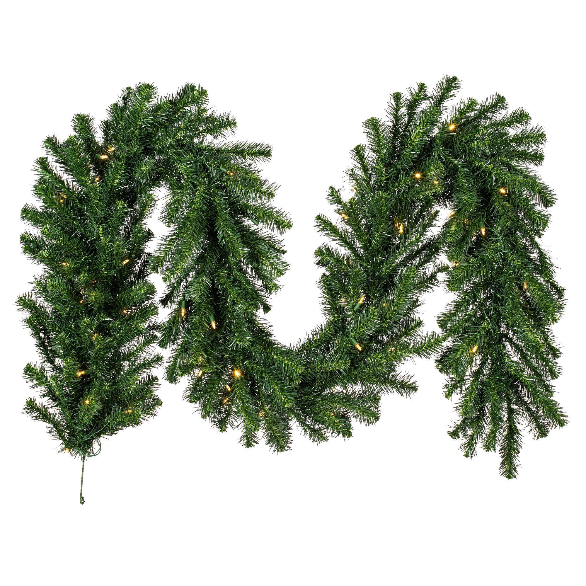 Lush Pine 9' Outdoor Artificial Christmas Garland with Warm White LED Lights