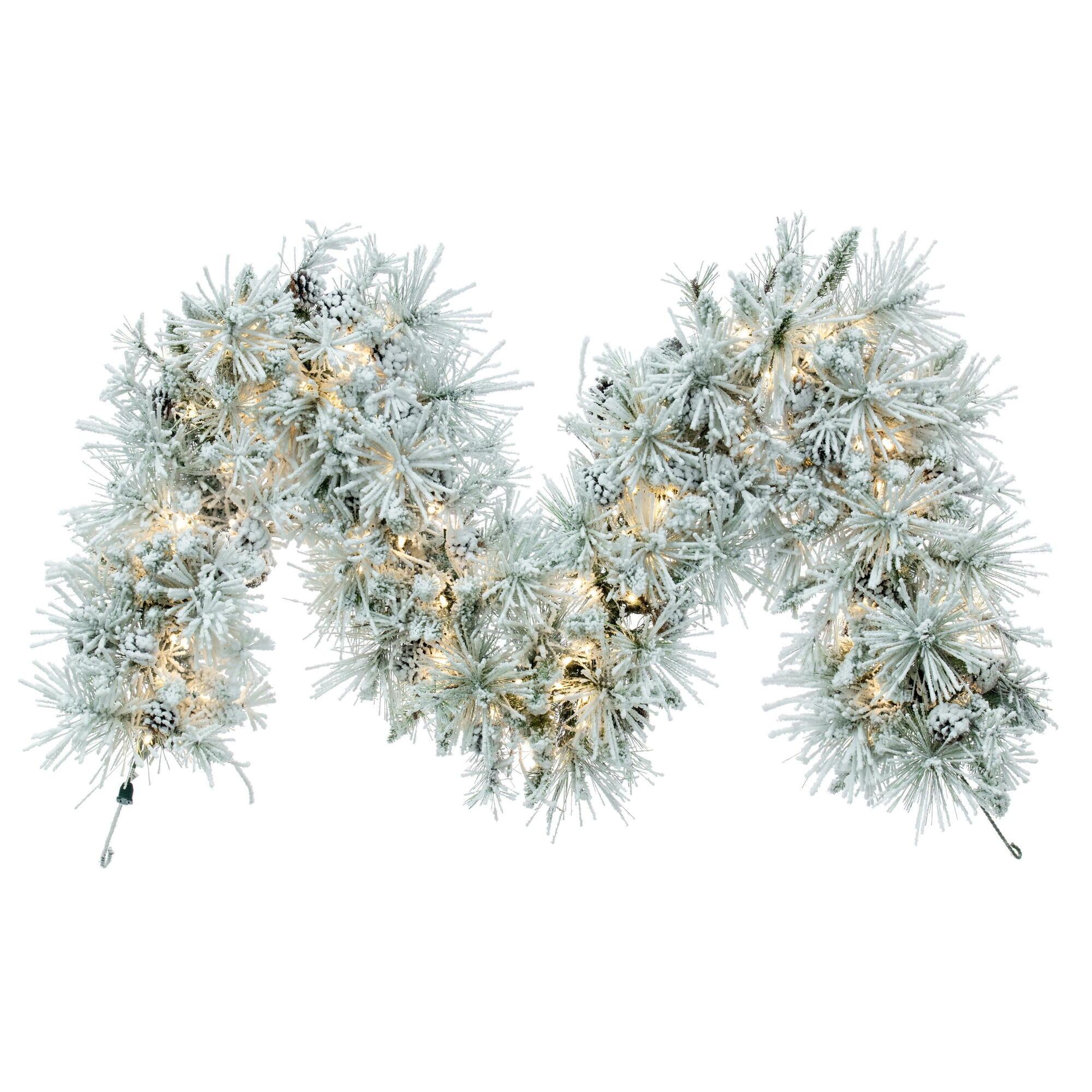 Flocked Pine Cone Pre-Lit Outdoor Garland - 23"x18"x13"