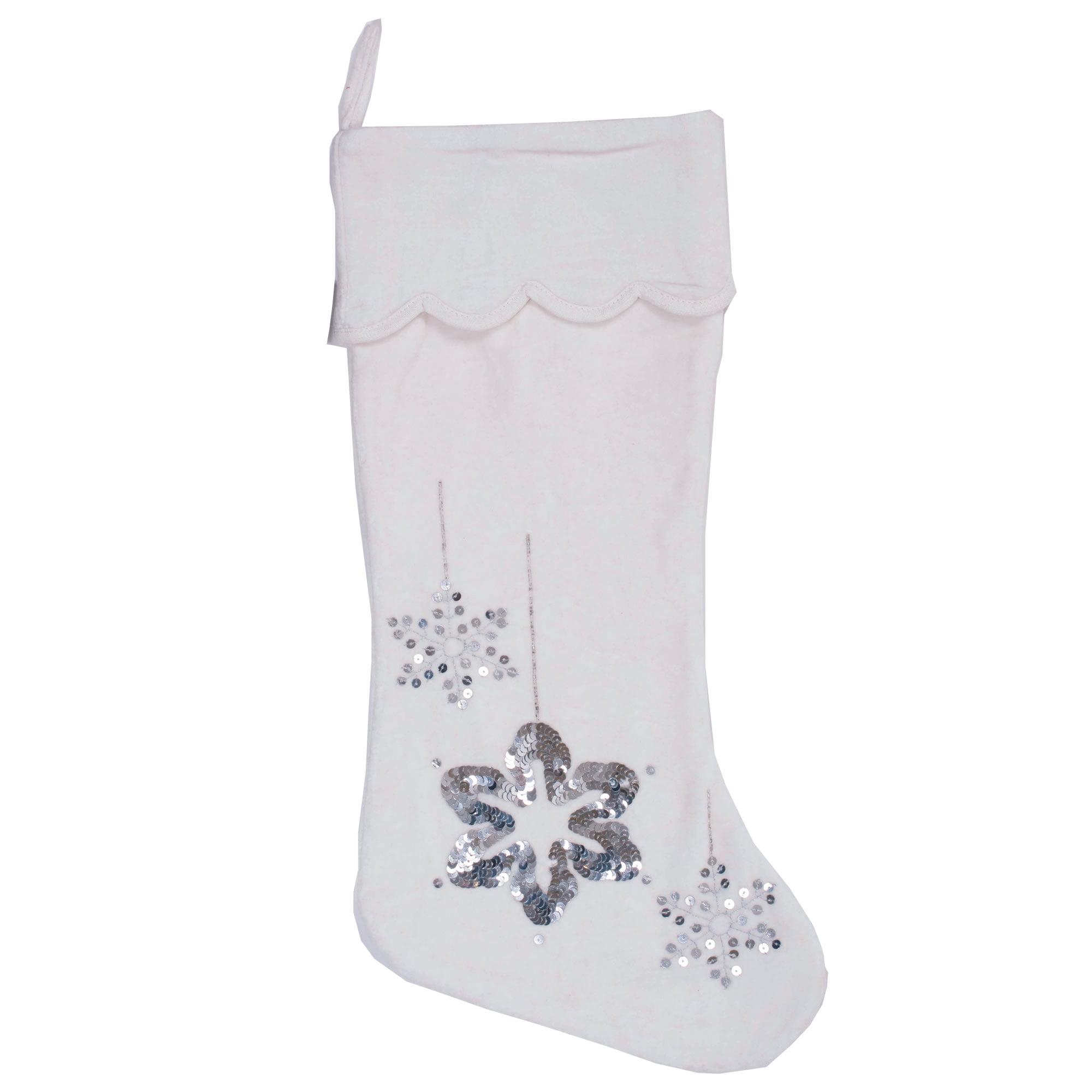 Vickerman Decorative 8" x 19" Silver Flakes Christmas Stocking
