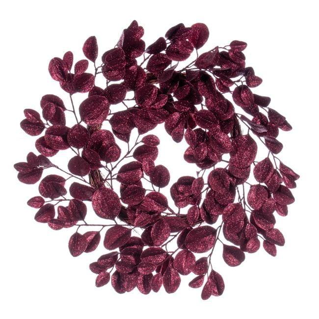 Vickerman 24" Burgundy Artificial Dogwood Glitter Wreath.