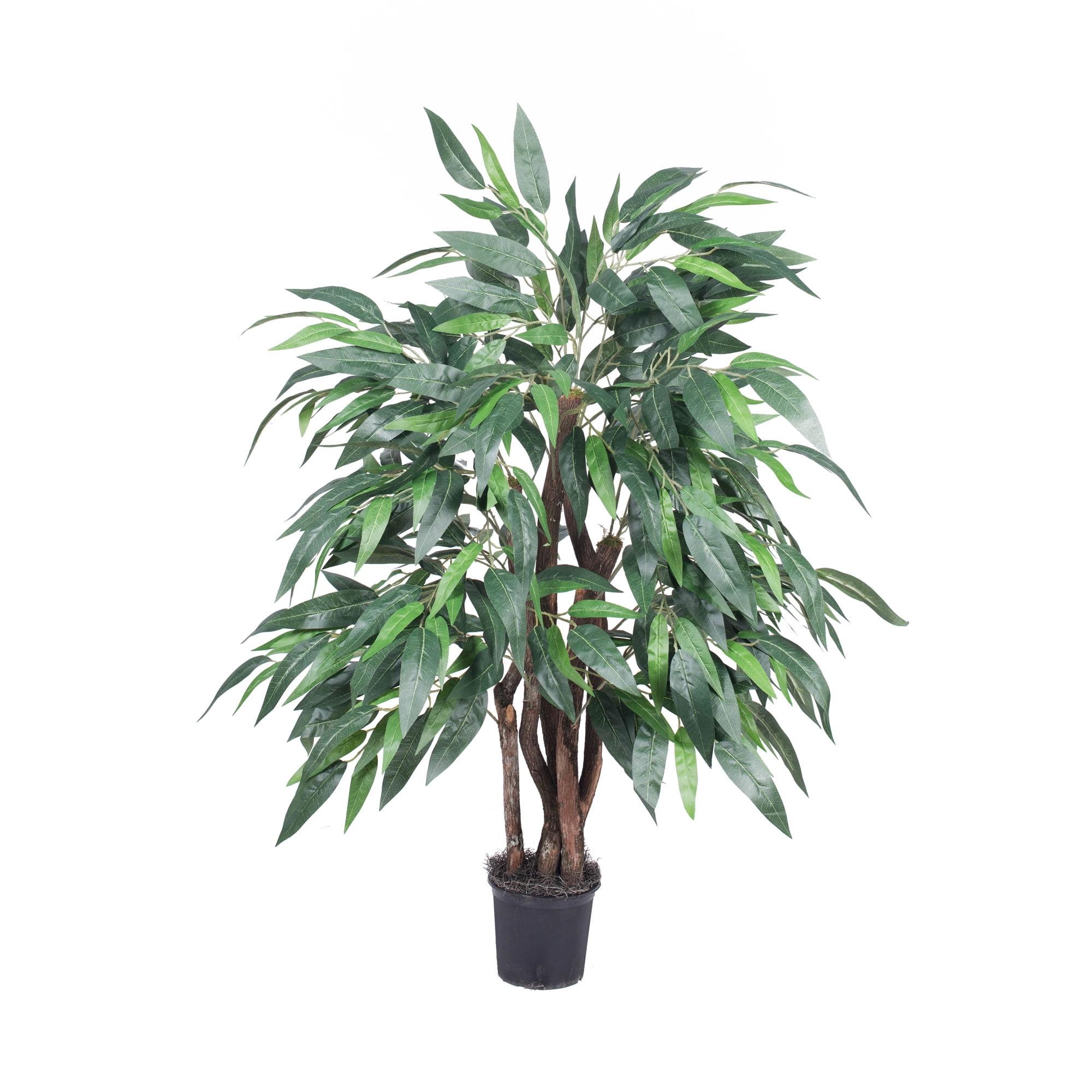 Lush Silk Mango Extra Full Potted Plant in Black Planter, 47"