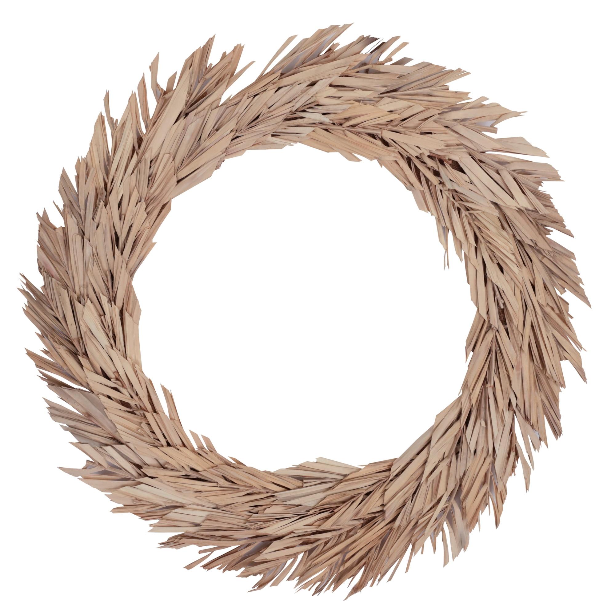 Vickerman Natural Botanicals 24" Bleached Canna Leaf Wreath. This wreath measures 24 inches in diameter. It features bleached canna leaves on a coco