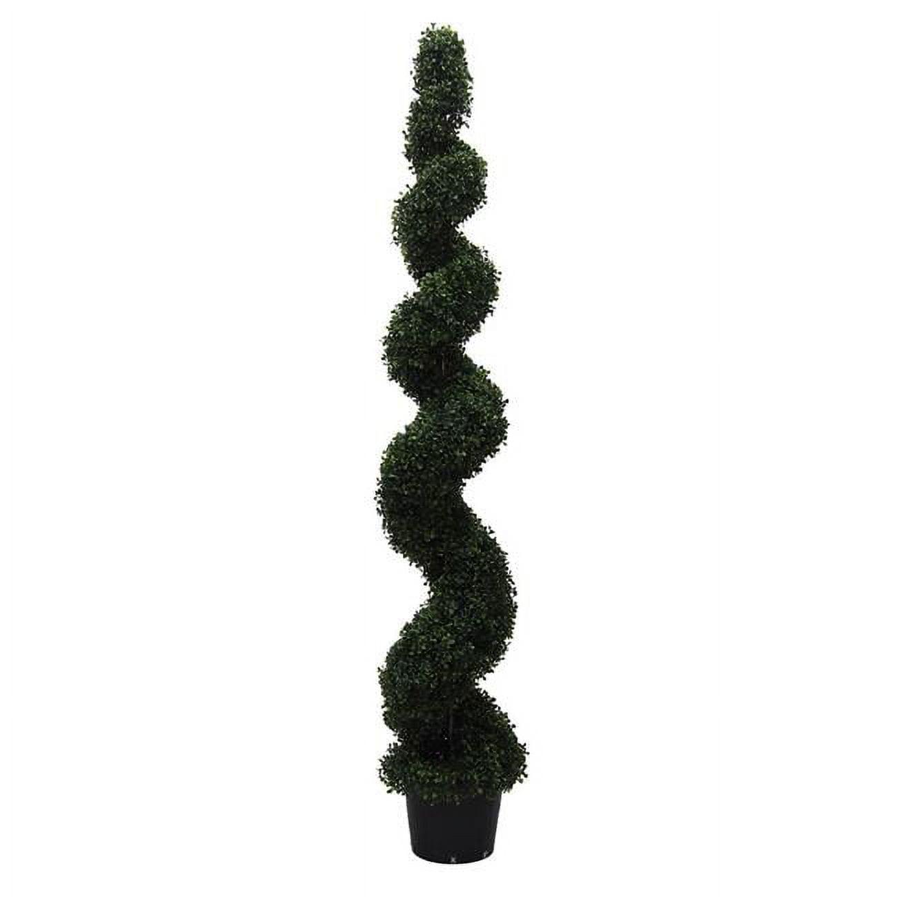 Elegant Outdoor Boxwood Spiral Topiary with White Lights, 72 in