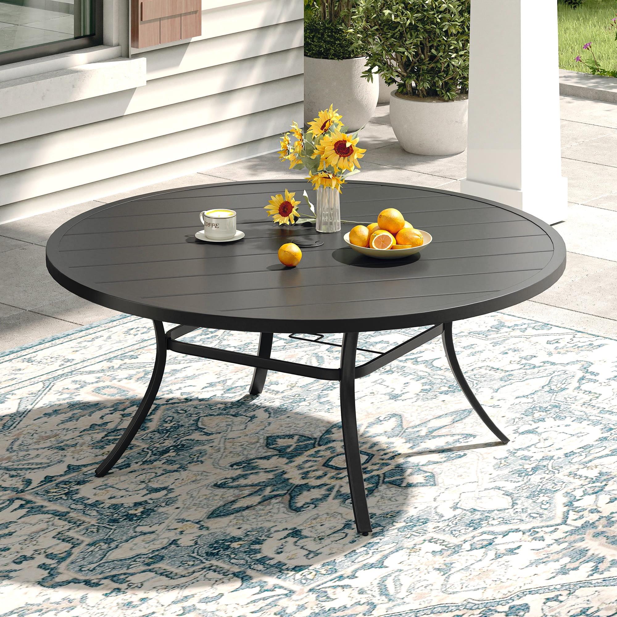 Patio Metal 60 L x 60 W Outdoor Round Dining Table