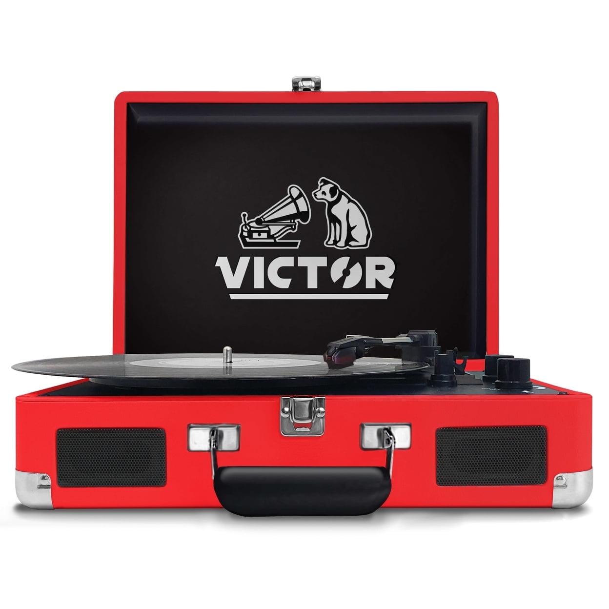 Victor Portable Suitcase Turntable - Record Player with Bluetooth & Built-in Speakers
