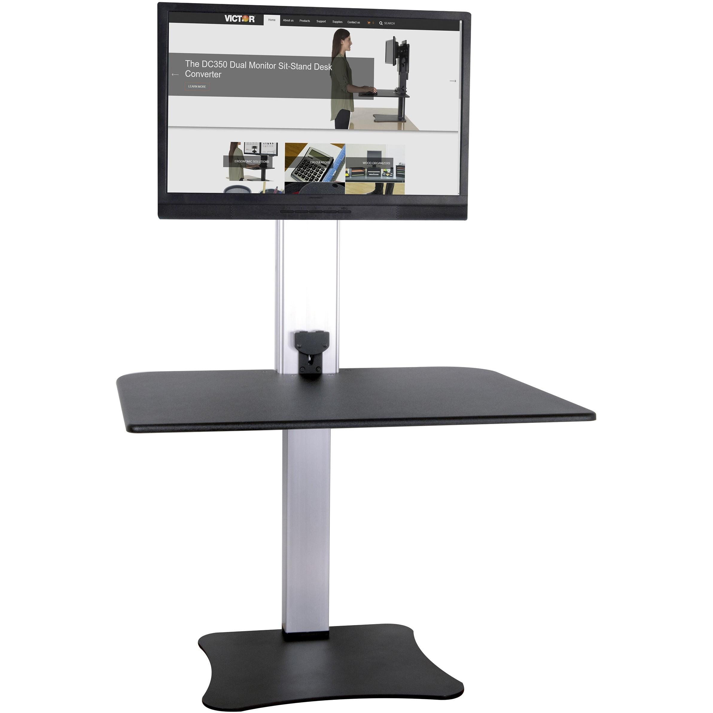 ErgoFlex 28" Black and Aluminum Electric Adjustable Standing Desk Converter