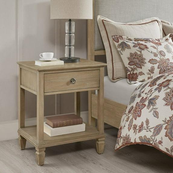 Victoria Nightstand Natural: Madison Park, Rubberwood Frame, Wood Veneer Surface, Transitional Style
