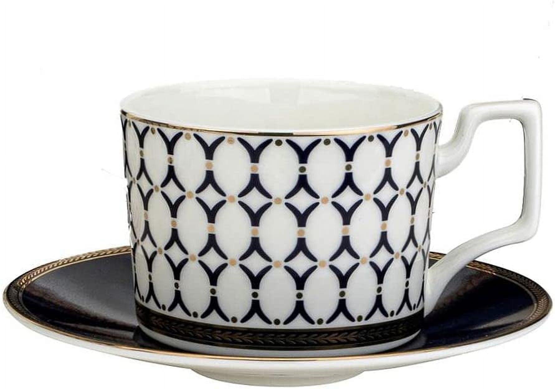 Victoria Bella WR-TSB-2 Bone China Porcelain 2 Tea Cups & 2 Saucers, Tea Pair, Dinnerware Set, Service for 2. Renaissance Gold