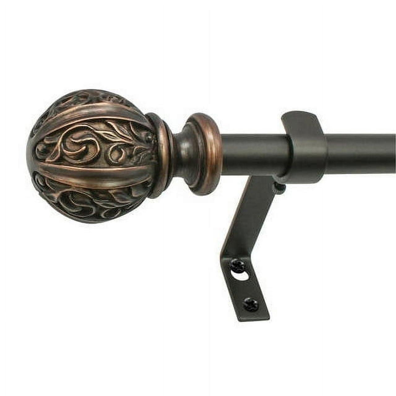 Vintage Bronze Adjustable Curtain Rod with Finial, 86-120 inch