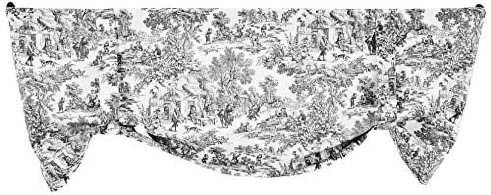 Black Cotton Country Toile Tie-Up Valance Curtain