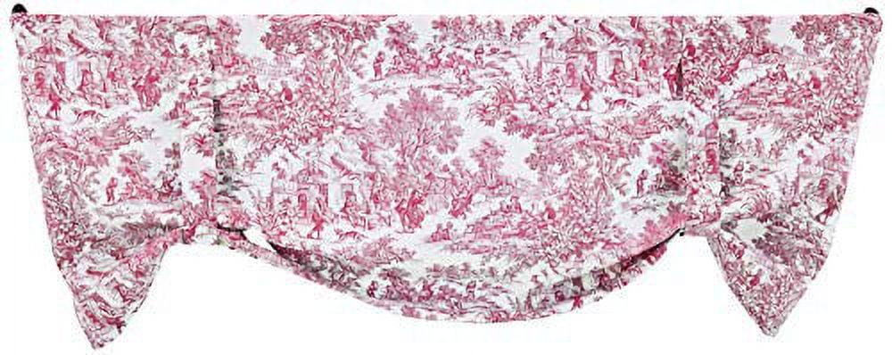 Victoria Park Toile Tie-Up Valence Window Curtain, Red