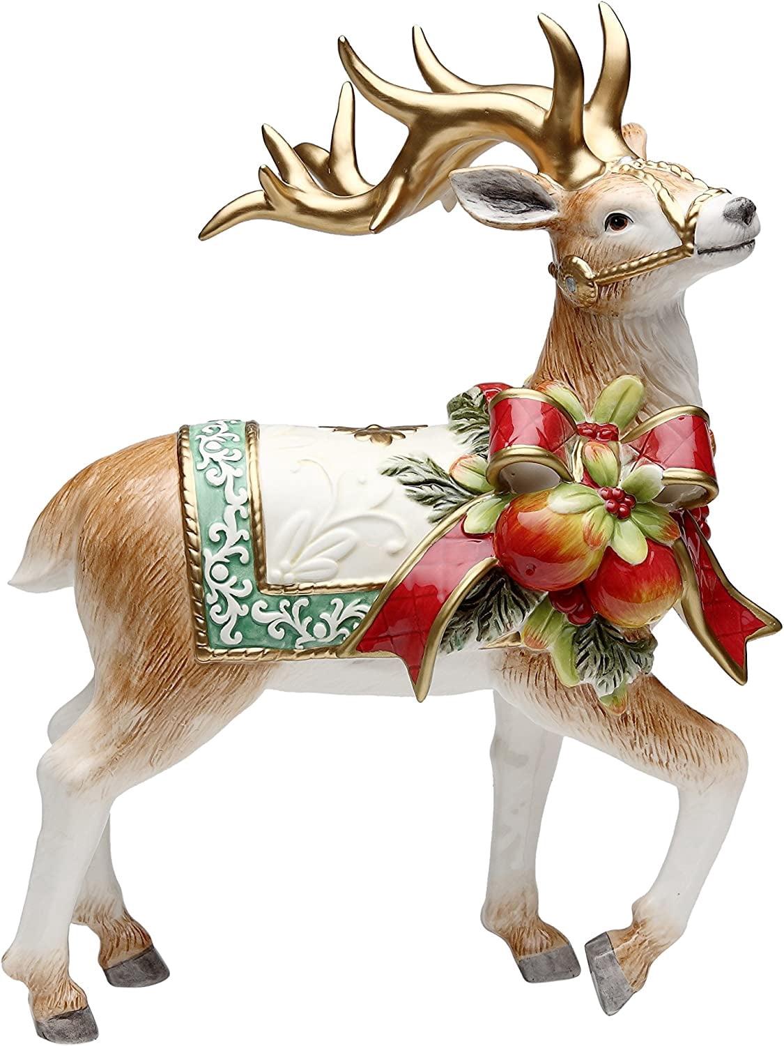 Kevins Gift Shoppe Ceramic Victorian Harvest Reindeer Figurine Centerpiece