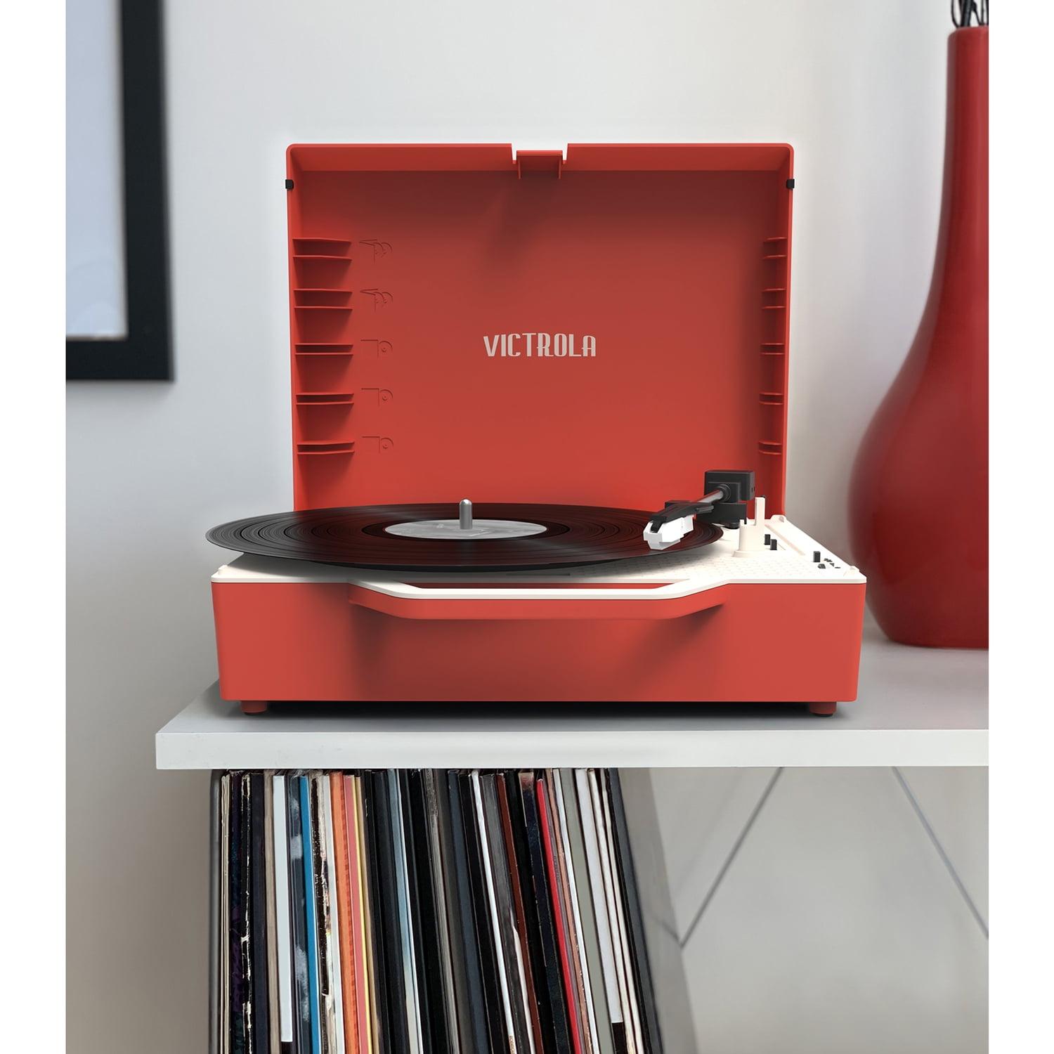 Red Portable Vintage Style Bluetooth Suitcase Record Player