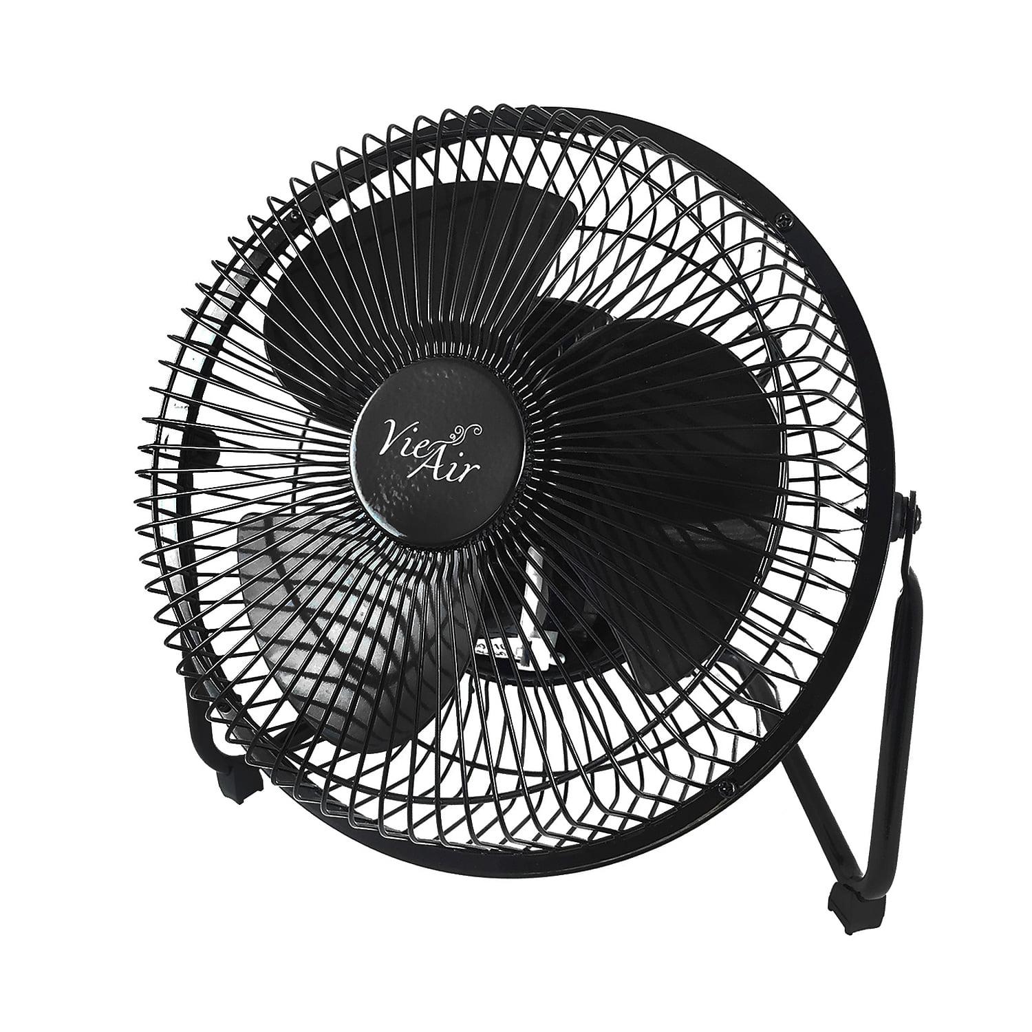 Vie Air 8" Black Metal Desk and Floor Fan with 3 Speed Motor