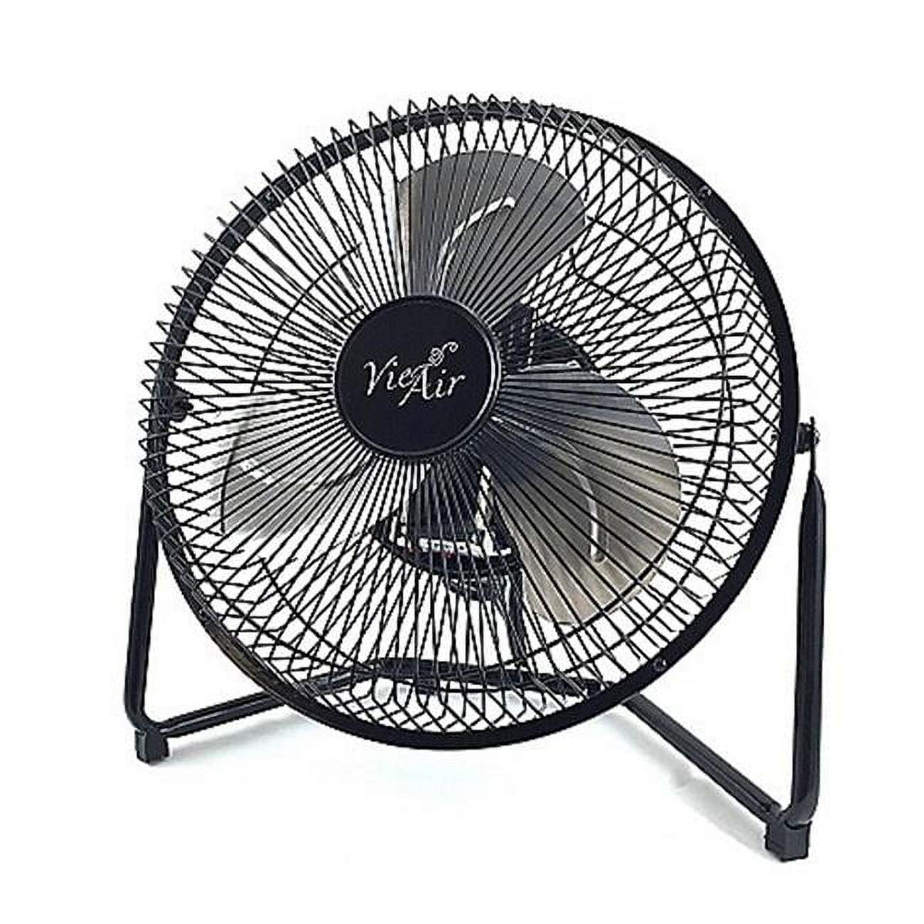 Compact 9" Black Metal High-Velocity Desk & Floor Fan with 3-Speed Tilt Control