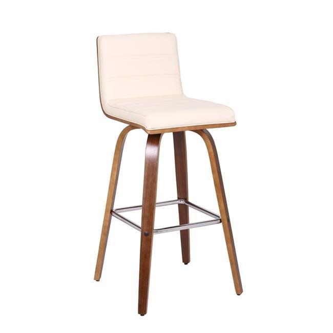 Vienna 30" Swivel Bar Stool in Walnut Wood Finish with Cream Faux Leather