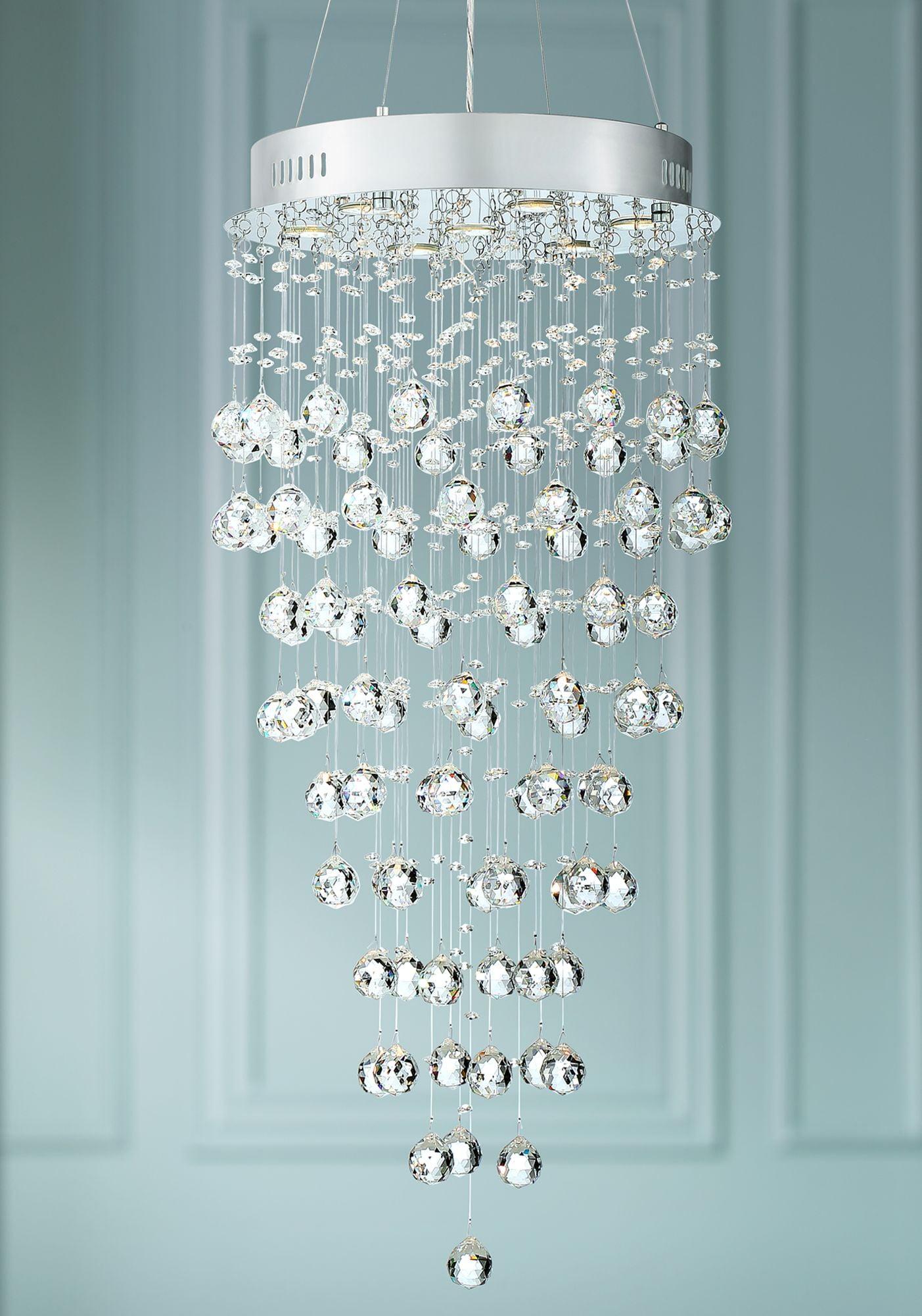 Modern Chrome Crystal Cascade Chandelier 20" Wide 7-Light Elegance