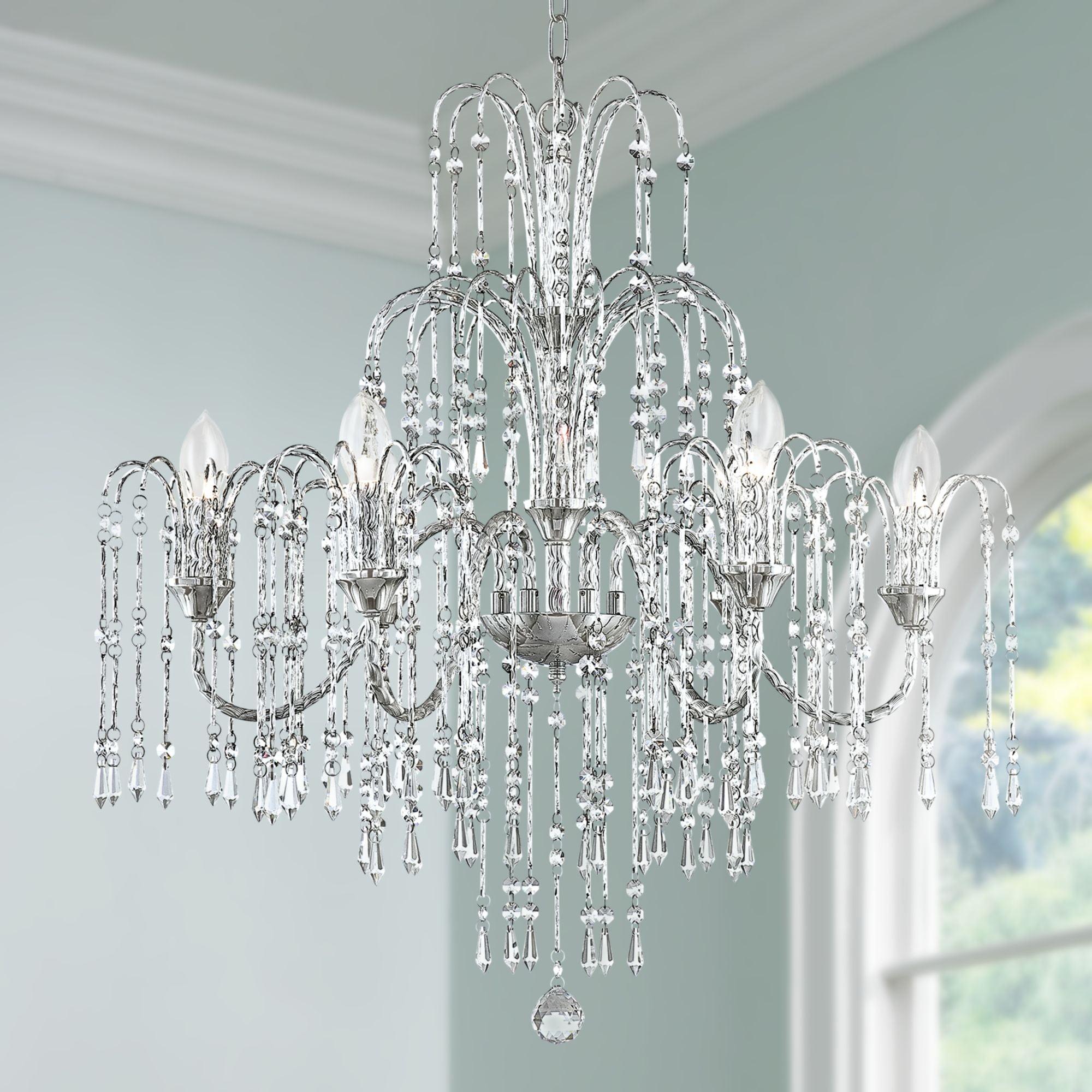 Vienna Full Spectrum Chrome Crystal Rain 6-Light Chandelier