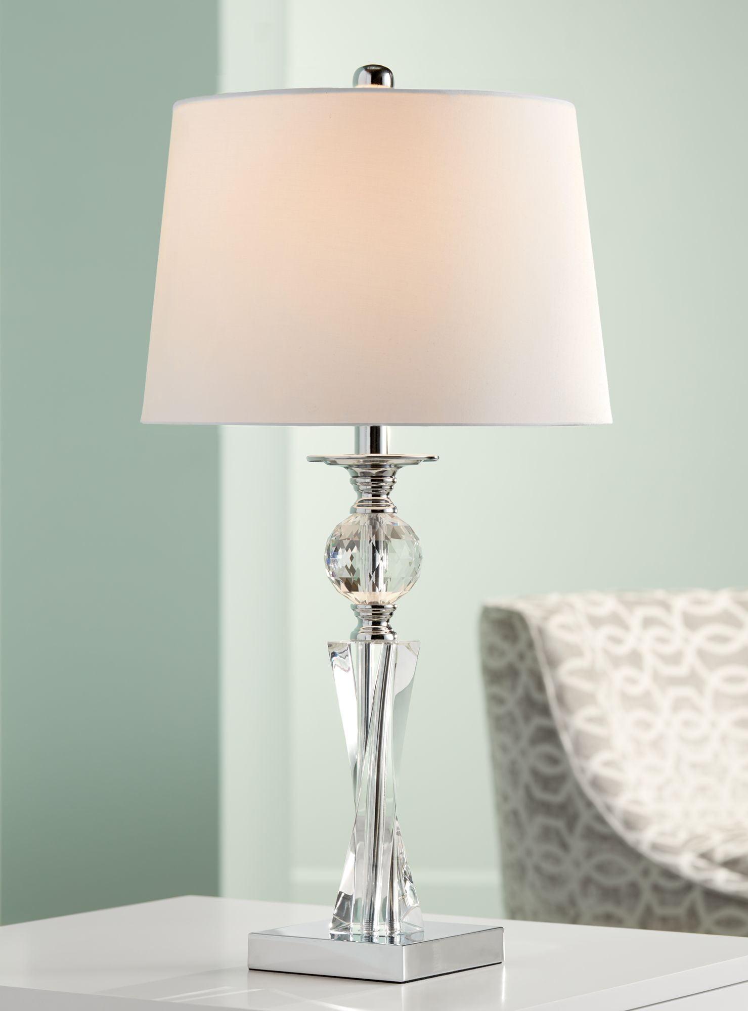 Vienna 25" Clear Crystal Glass Table Lamp with White Shade