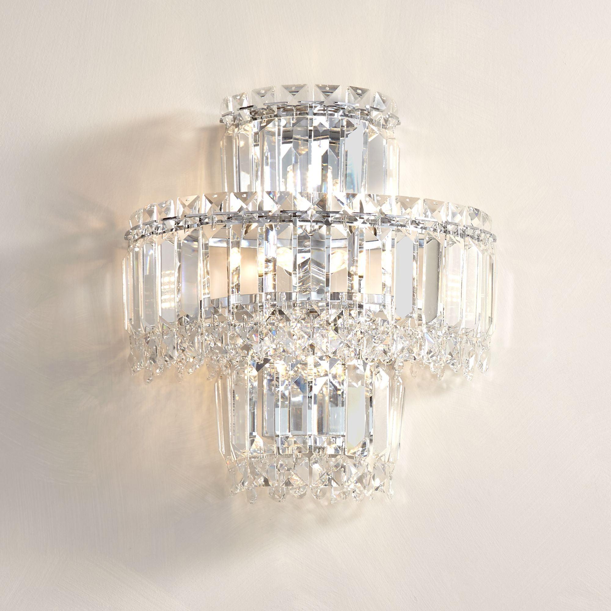 Elegant Chrome Crystal LED Vanity Wall Sconce 19.69in