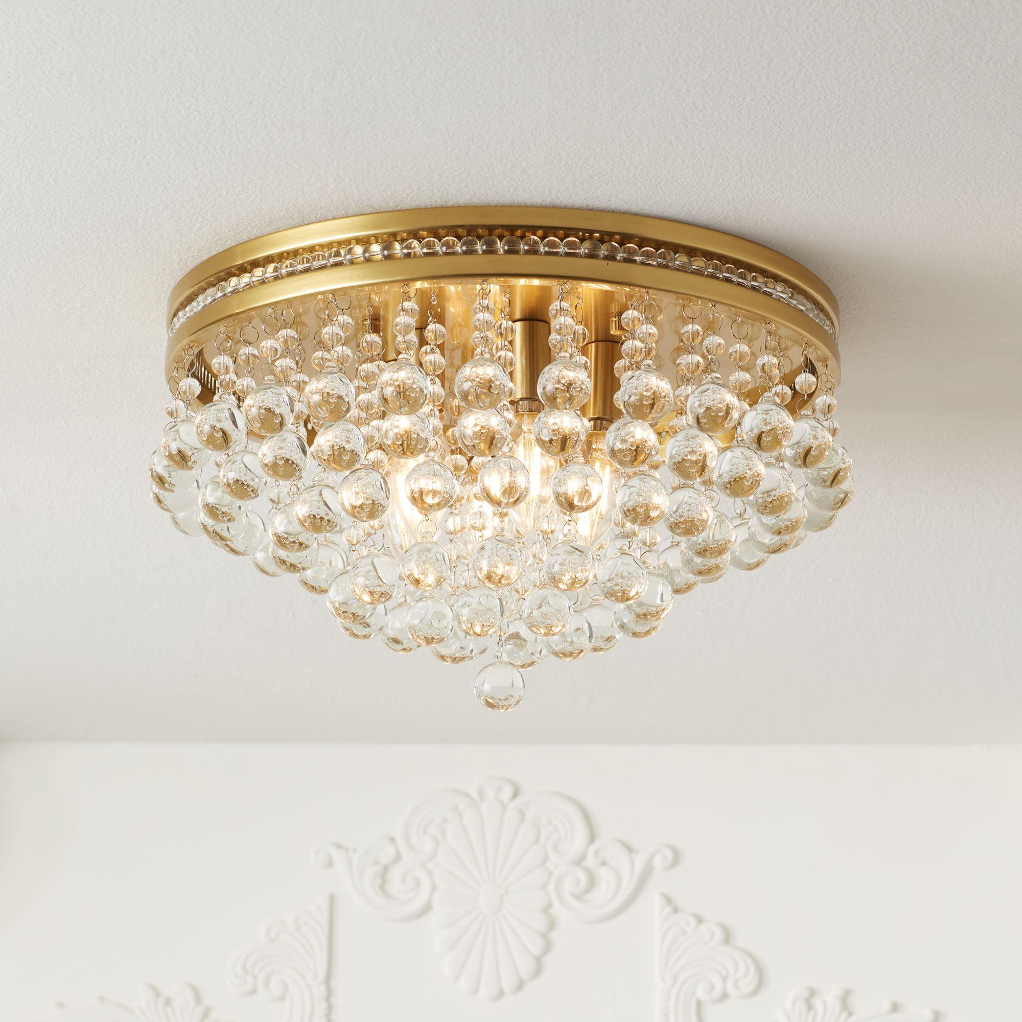 Regina Brass and Crystal Elegance Flush Mount Ceiling Light