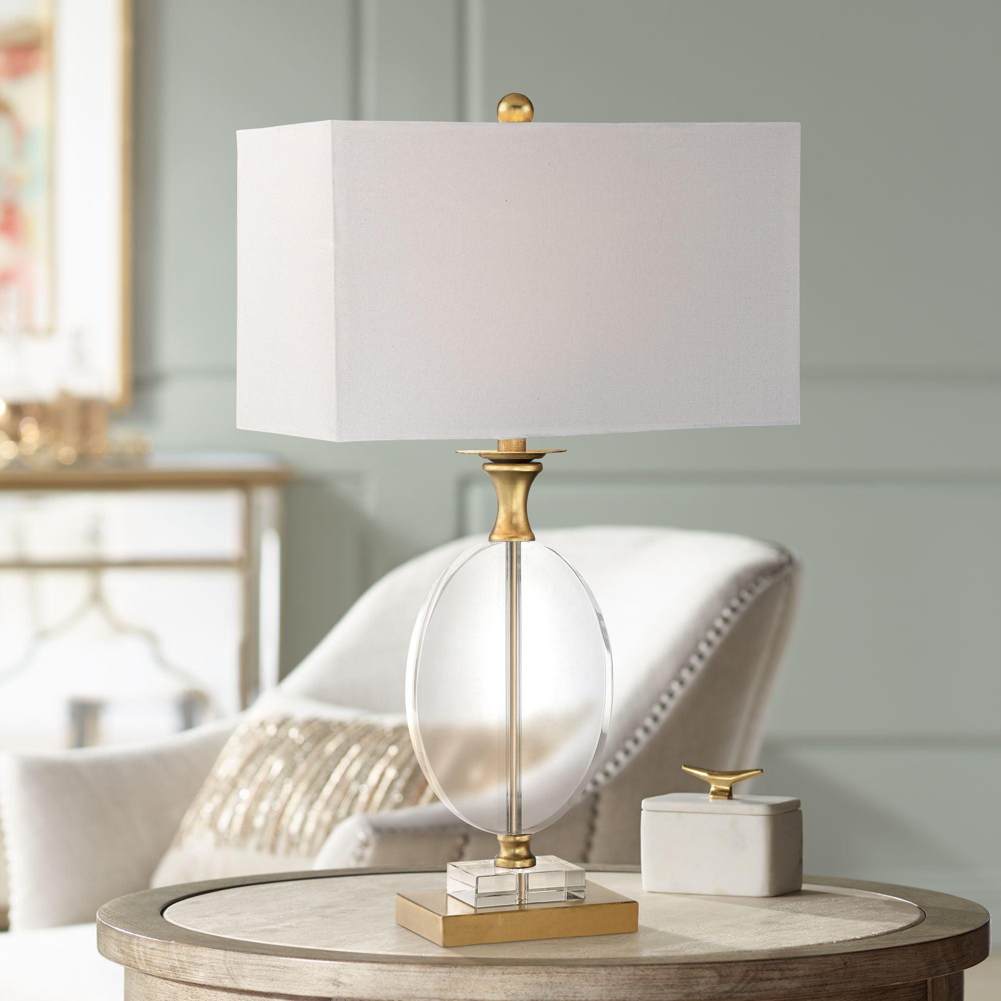 Vienna Gold and Clear Crystal Table Lamp with White Shade