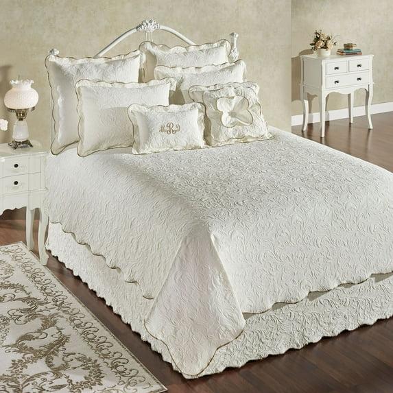 Vienna Oversized Light Cream Woven Matelasse Scroll Bedding Full Coverlet Set