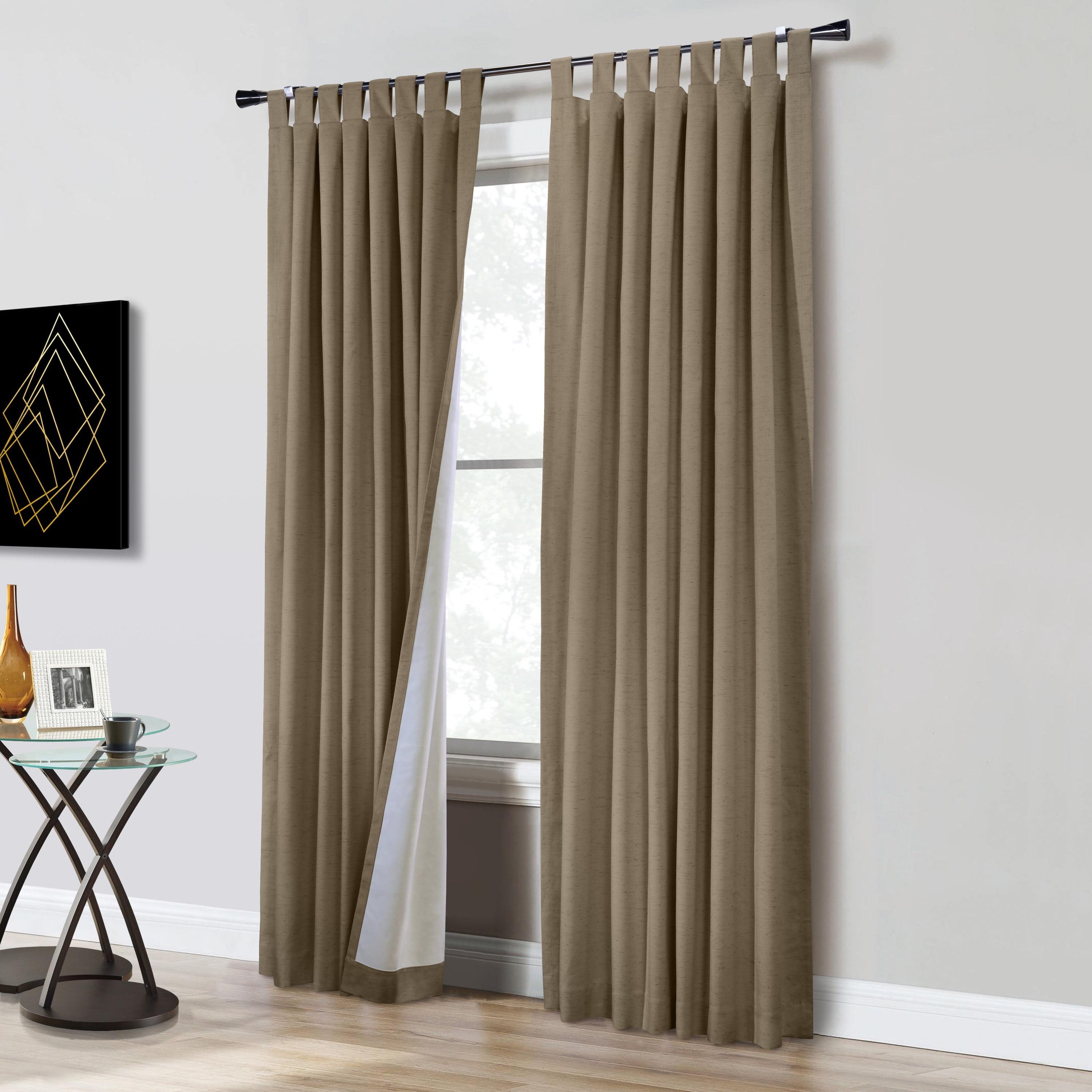 Pebble 63" Tab Top Blackout Curtain Set with Linen and Polyester