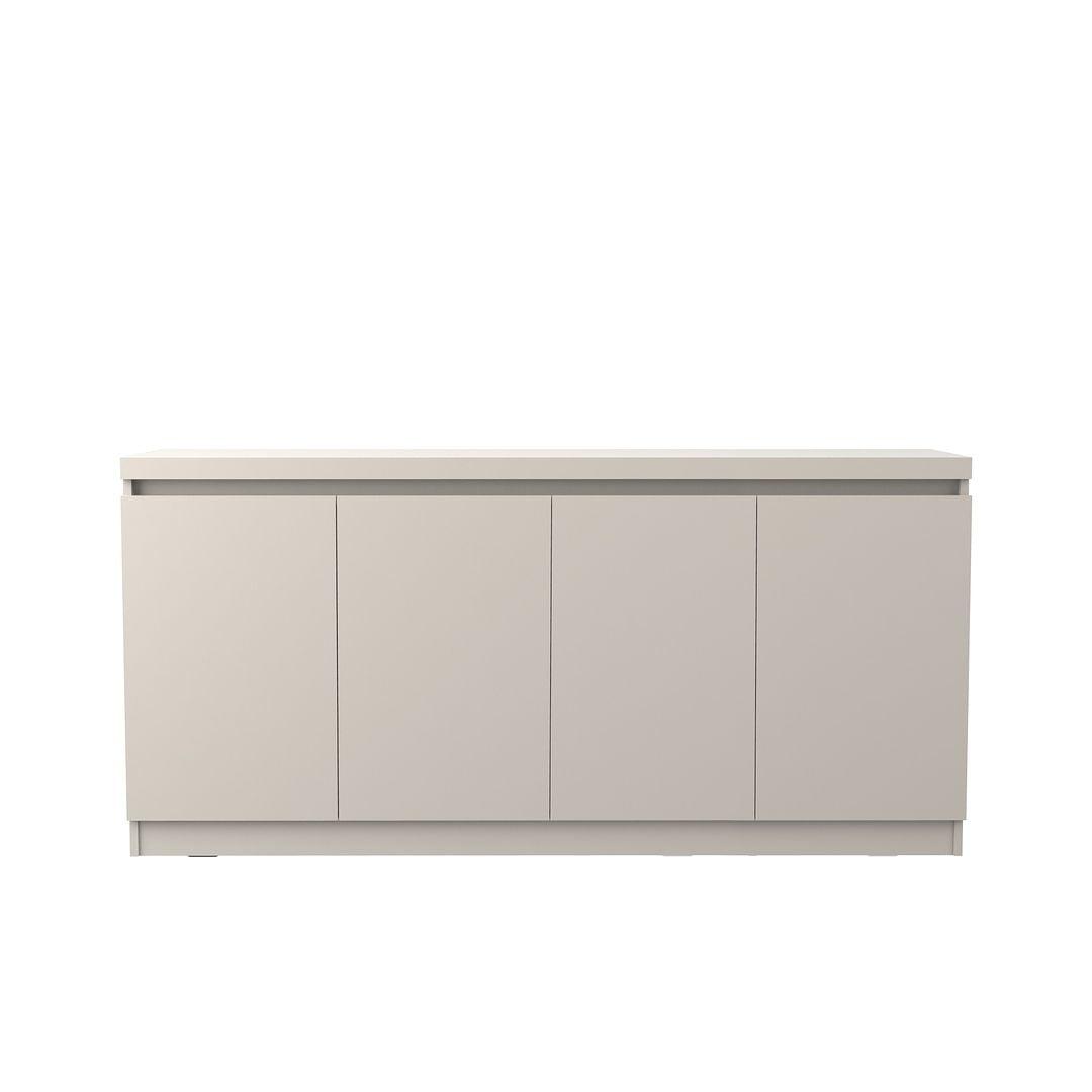 Manhattan Comfort 62.99" Viennese 6 Shelves Buffet Cabinet Off White: Modern Painted Wood Composite Sideboard