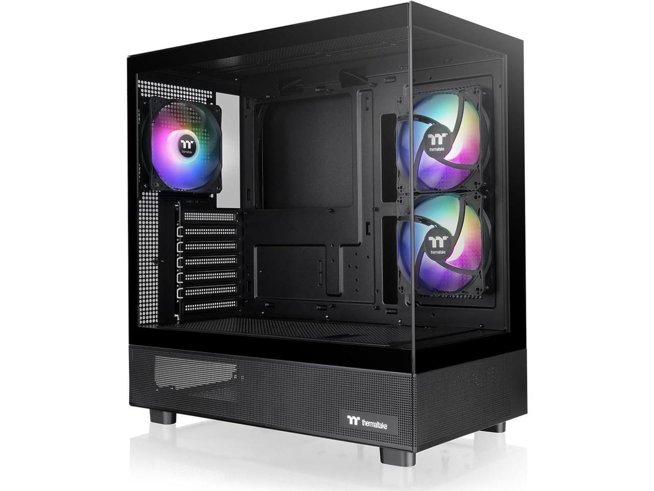 Thermaltake Black Mid Tower E-ATX Case with ARGB Fans