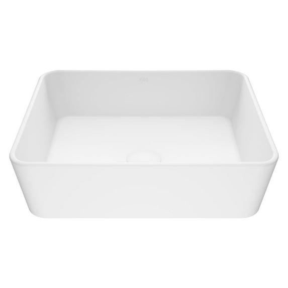 Marigold 18" L x 14" W x 5" H Matte White Handmade Rectangular Vessel Bathroom Sink