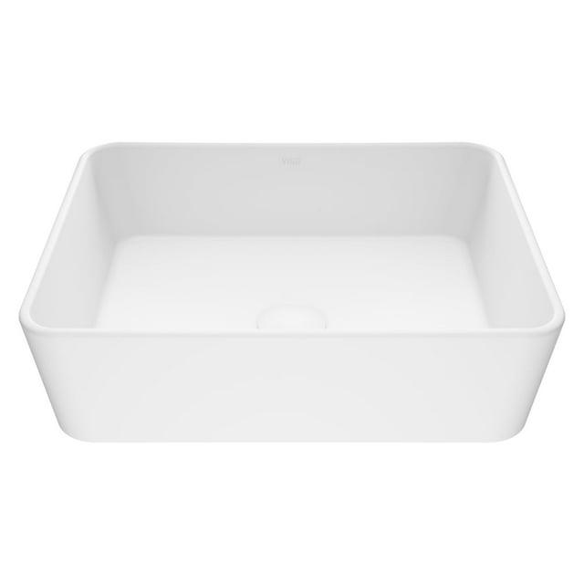 Marigold 18" L x 14" W x 5" H Matte White Handmade Rectangular Vessel Bathroom Sink
