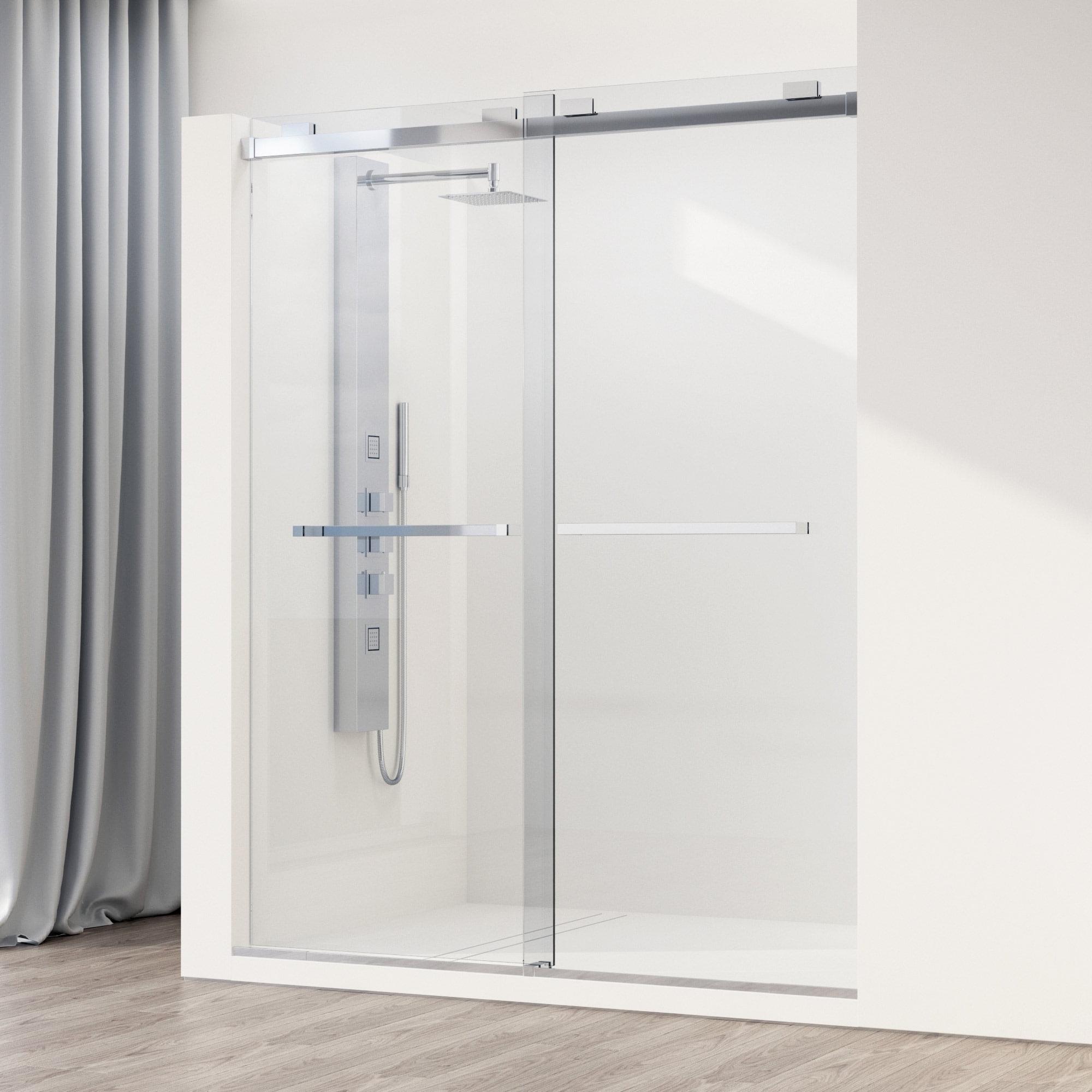 Houston 56-60" W x 76" H Sliding Frameless Shower Door with 3/8" Clear Glass