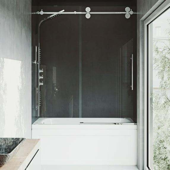 Elan 56-60" W x 66" H Sliding Frameless Tub Door with 3/8" Clear Glass