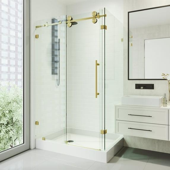 VIGO Winslow 48" W x 36" D x 80" H Sliding Frameless Shower Enclosure with 3/8  Clear Glass&Base VG6051MGCL48WL