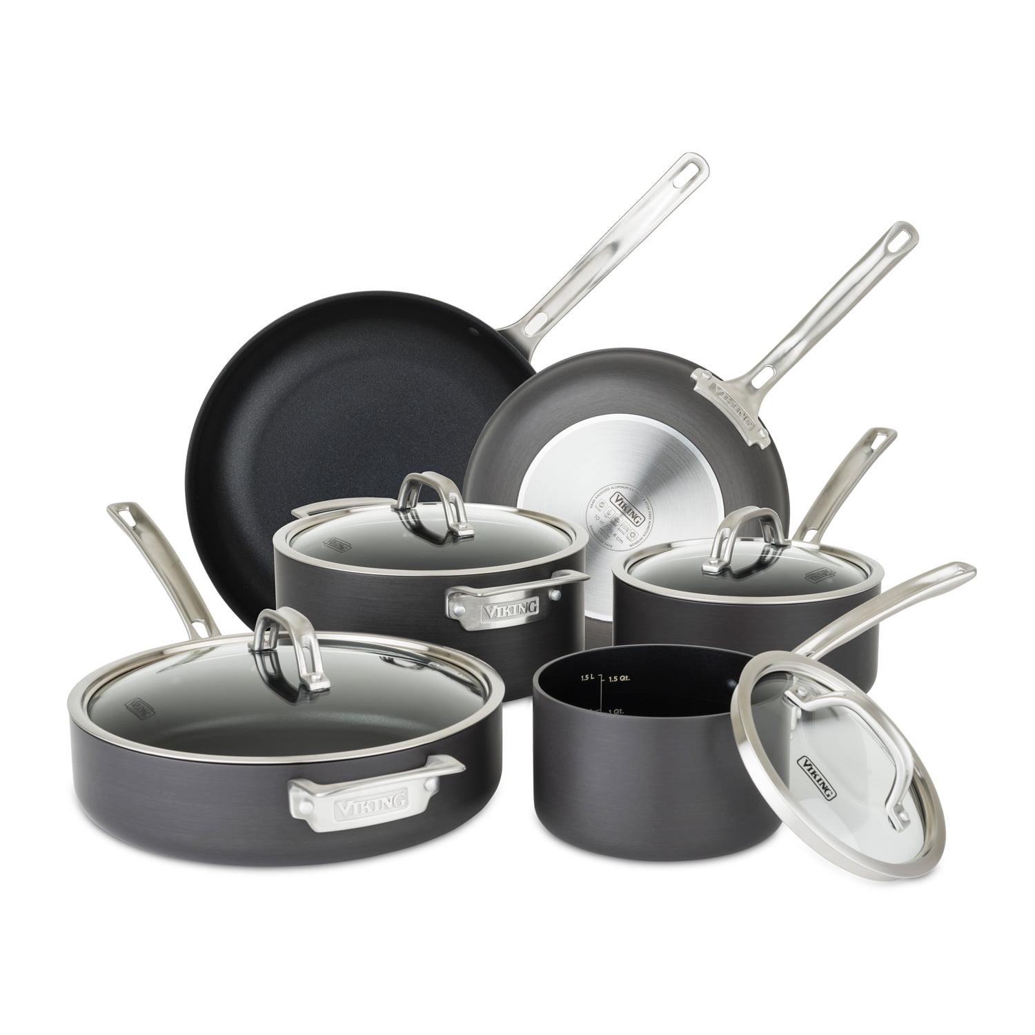 Viking 10-Piece Hard Anodized Nonstick Cookware Set with Glass Lids