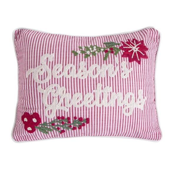 Villa Lugano Sleigh Bells by Levtex Home - Decorative Pillow (14x18in.) - Season's Greetings - Red, White, Green