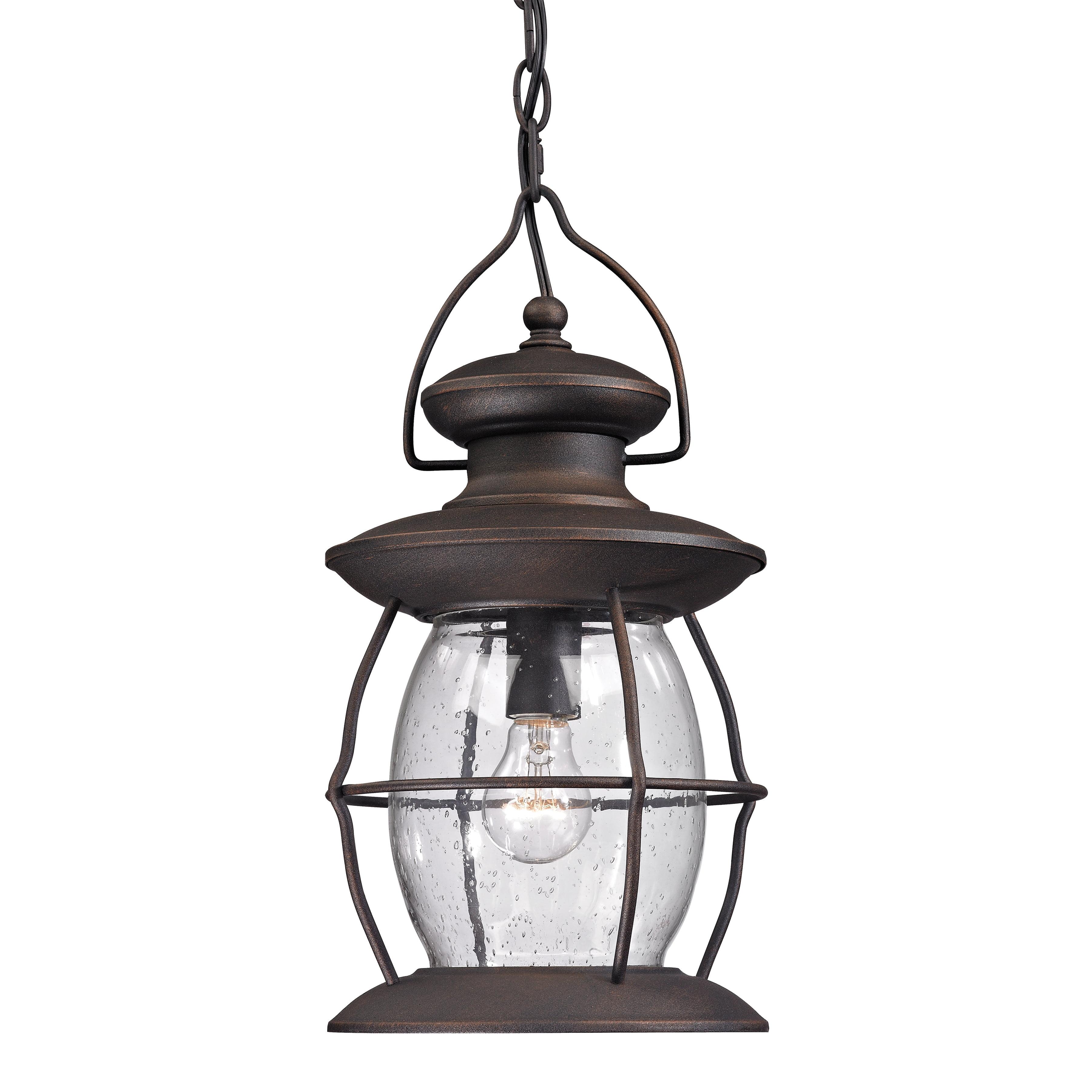 Weathered Charcoal Glass Outdoor Hanging Lantern Pendant