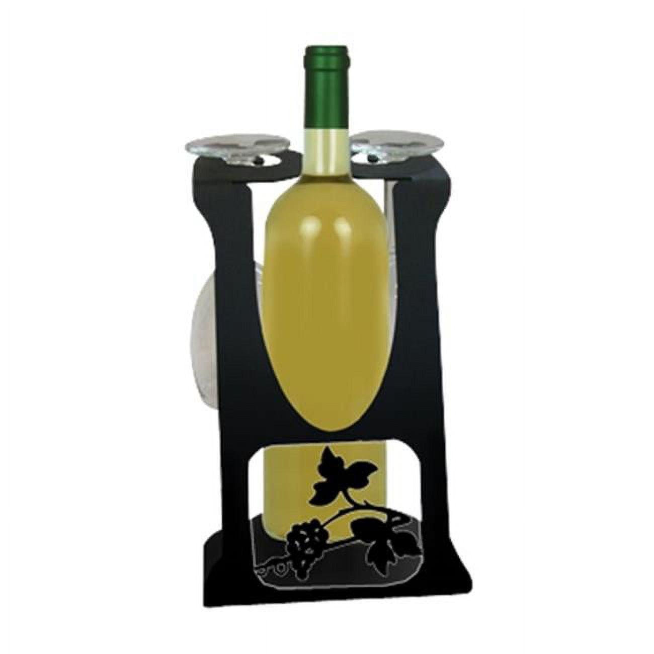 Black Wrought Iron Grapevine Wine Holder with Glass Slots