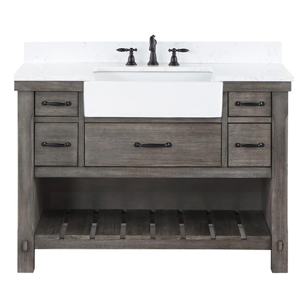 Villareal 48" Single Bath Vanity in Classical Gray with White Farmhouse Basin