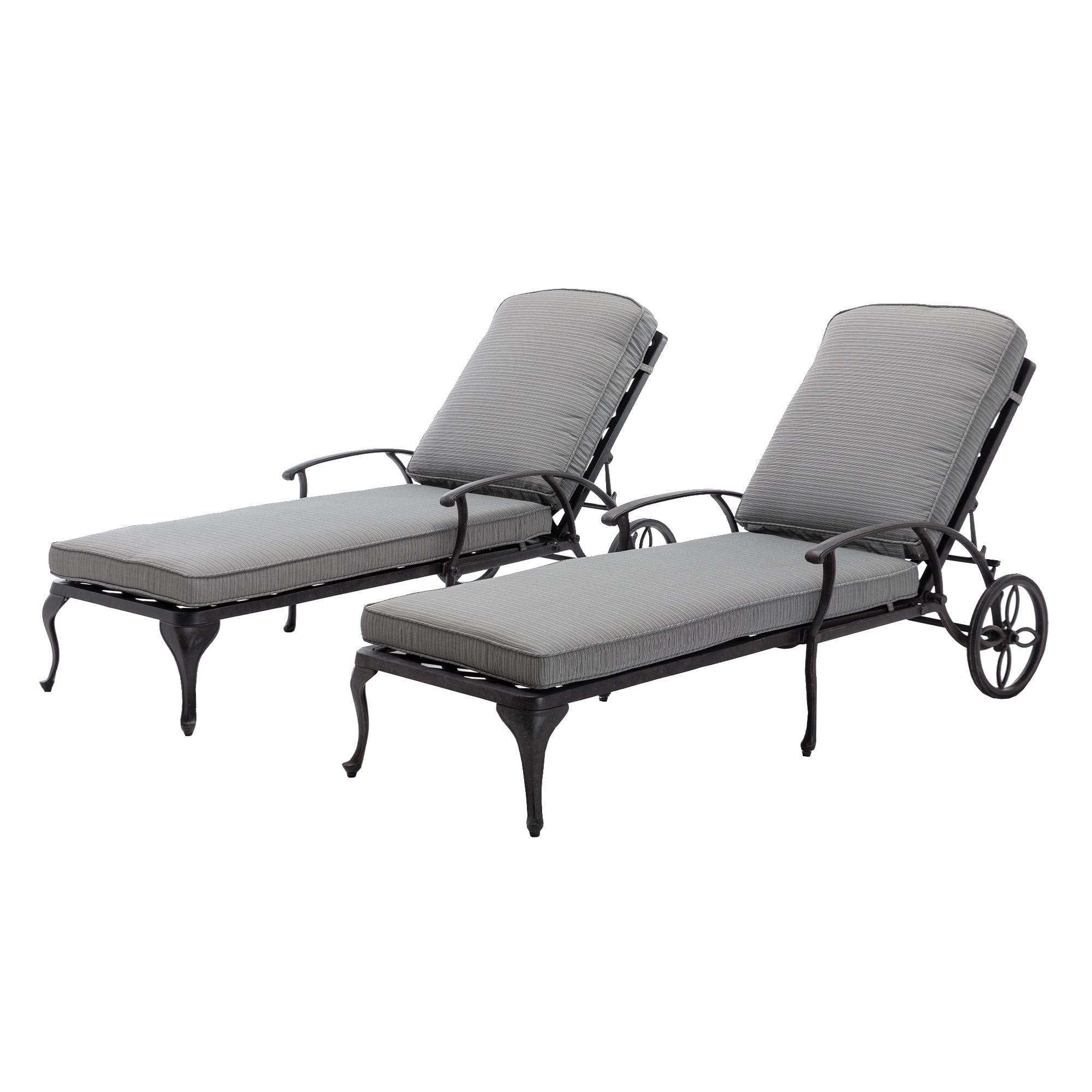 Gray Aluminum Outdoor Chaise Lounge Set with Cushions