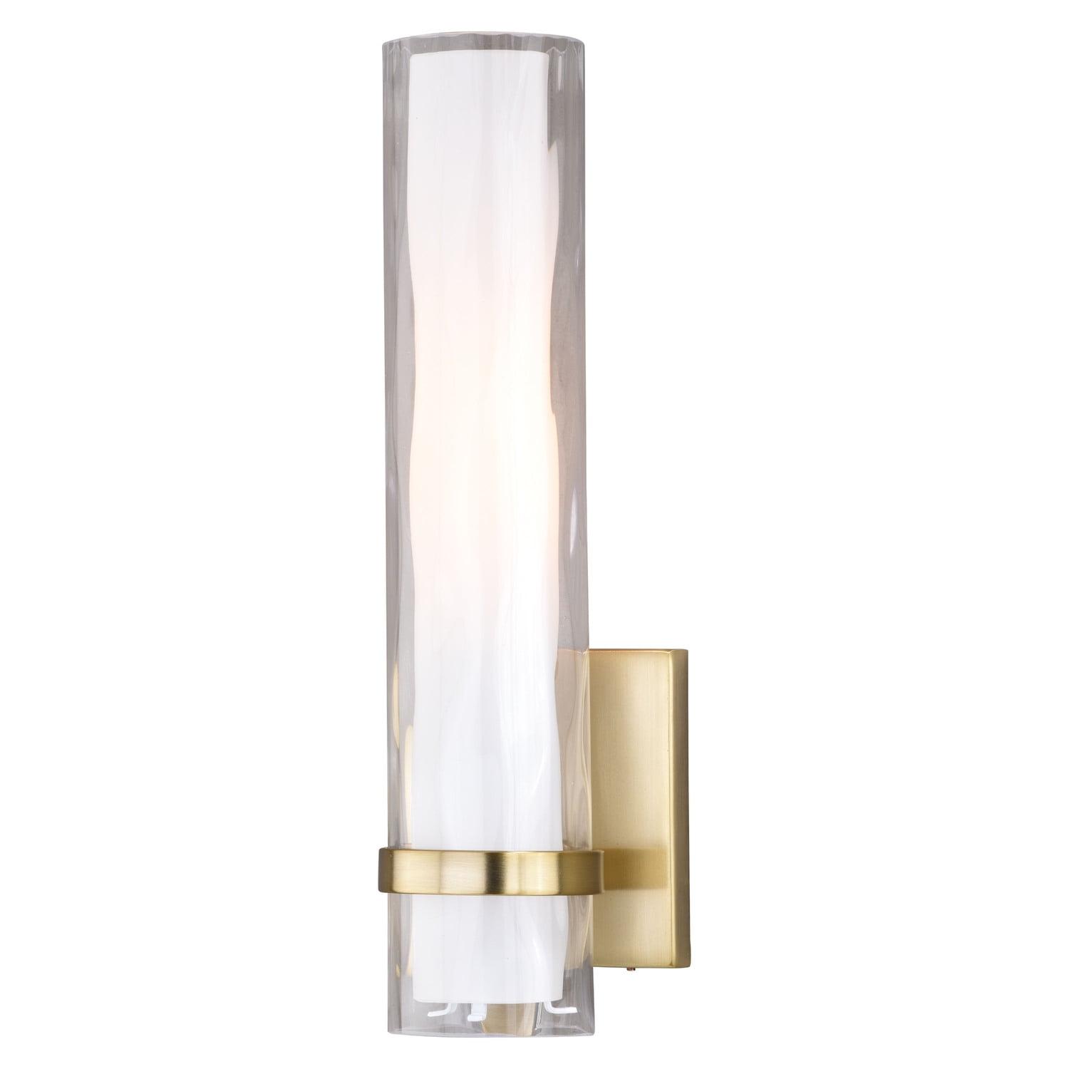 Sleek Modern Brass Vanity Wall Sconce with Frosted Glass Shade