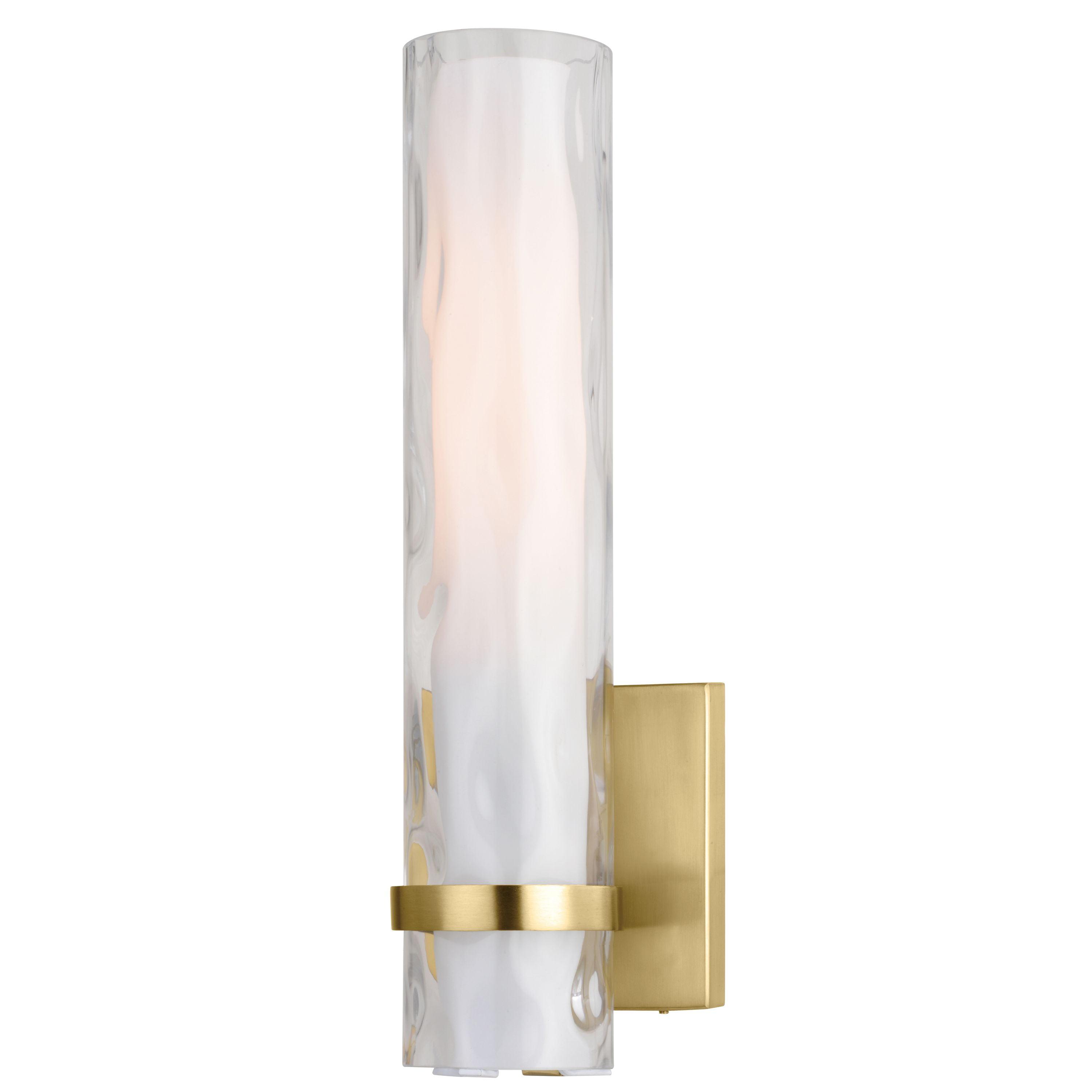 Sleek Modern Brass Vanity Wall Sconce with Frosted Glass Shade