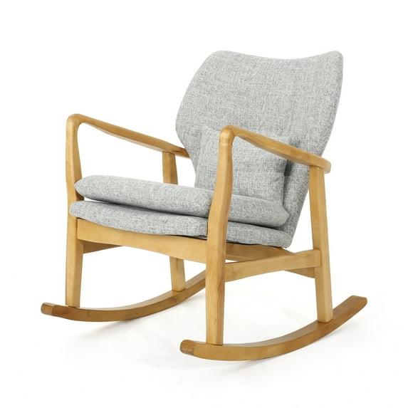 Benny Mid Century Modern Fabric Rocking Chair Light Gray: Birch Frame, Tufted Back - Christopher Knight Home