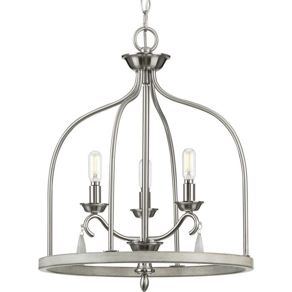 Vinings 3-Light Brushed Nickel Coastal Foyer Pendant Light