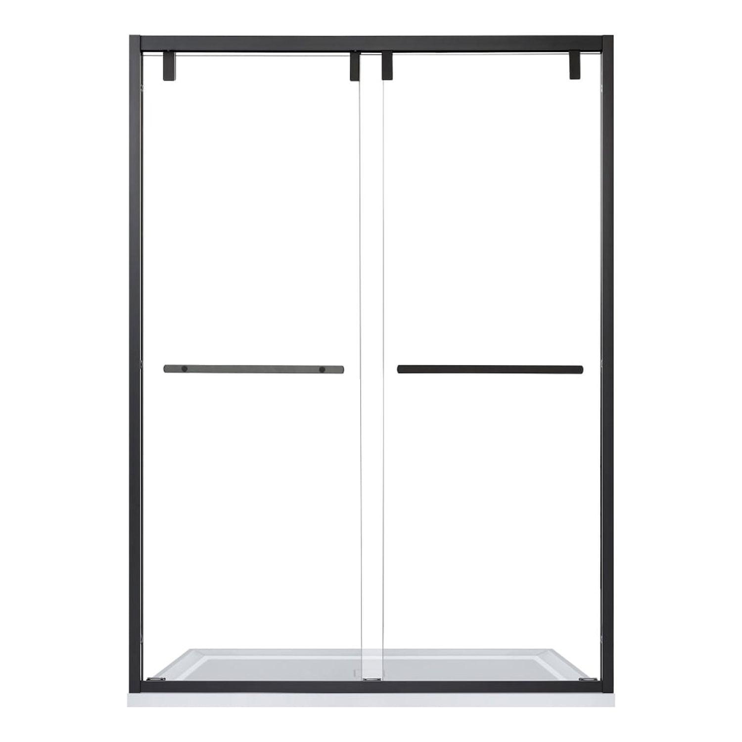 Matte Black 48" W x 76" H Double Sliding Glass Shower Door